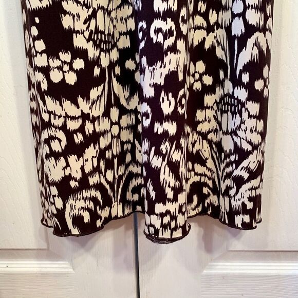 BROWN AND CREAM SLEEVELESS DRESS w BEADED CENTER - Picture 5 of 8